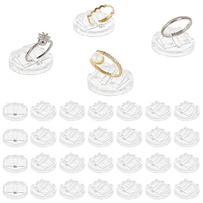 AHANDMAKER 30 Pc Acrylic Ring Display Holder - Transparent Ring Showcase for Selling, Wedding & Home Retail Showcase, Round - style: Round