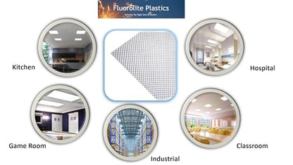 F12-100/2246-4 Pack | Replacement Fluorescent Light Cover | Flat Sheet Clear Prismatic Acrylic | Light Fixture Covers from Fluorolite | 22.5"x46.5"x.100 | 4 Pack