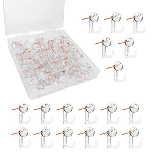 Push Pin Hooks, 50Pcs Cork Board Thumb Tacks Hooks, Decorative Push Pin Hooks for Walls, Photo Wall, Bulletin Boards, Map, Offices, Schools, - color: Gold Rose