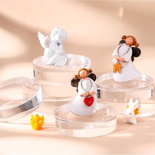 Remerry 8 Pcs Acrylic Round Blocks for Display Clear Polished Blocks for Display Clear Acrylic Edge Polished Base Display Riser for Table Showing Cosmetics Collectibles Figures(4 x 4 x 1 Inches) - size: 4 X 4 X 1 Inches