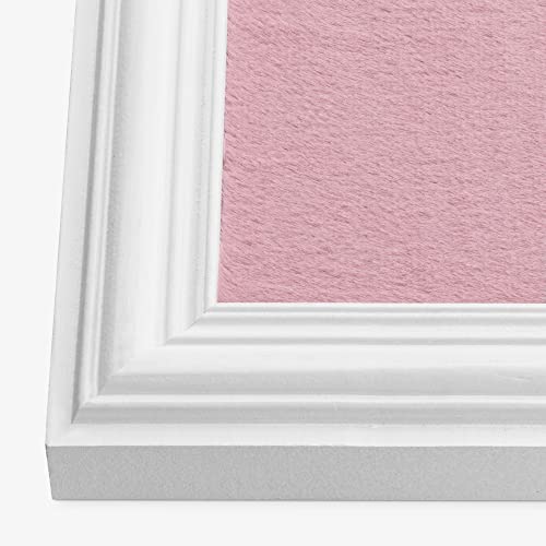 Navaris Framed Fabric Bulletin Board - 18 x 24 inches Plush Jewelry Organizer Pinboard for Wall - Memory Memo Pin Board - Rose with White Frame - color: White / Pink