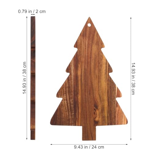 STOBAZA 15 Inch Christmas Tree Charcuterie Board, Wooden Cheese Serving Platt Cutting Chopping Platter for Cheese Vegetables Fruit Bread Pizza Serving Tray Festive Kitchen Decor Multi Use Food Display