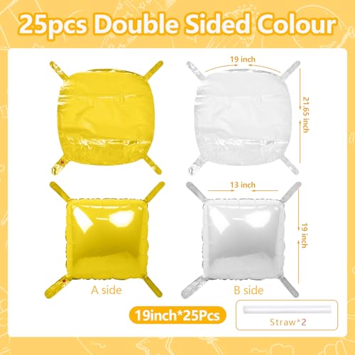 NISOCY 25PCS Yellow White Square Foil Balloons Wall Backdrop Double Sided Yellow Pearl White Balloons Arch Kit for Birthday Wedding Anniversary Baby Bridal Shower Party Decorations - color: B03 - Yellow and Pearl White, size: 25PCS