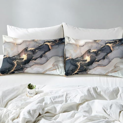 Black Marble Sheet Set - White Gray Gold Marble Bed Sheets Sets - Luxury Soft - Deep Pockets Wrinkle Free Marble Bedding - 1 Abstract Art Fitted Sheet, 1 Tie Dye Flat, 1 Pillow Case - 3 Piece,Twin - color: A-01, size: Twin
