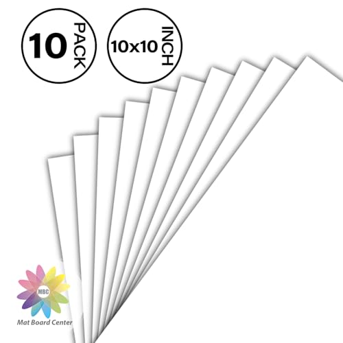 Mat Board Center, 10 Pack 10x10 White Backing Boards, Cardboard Backing for Frames, Prints, Arts, Photos and More - size: 10x10