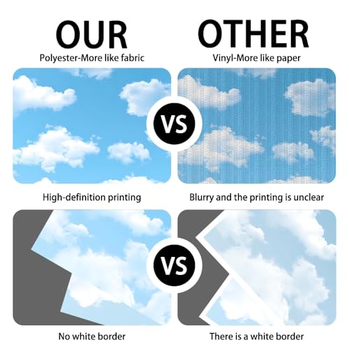 7x5FT Blue Sky White Clouds Photo Backdrop Natural Scenery Sunshine Theme Photography Background Wedding Newborn Baby Shower Kids Birthday Party Banner Decoration Supplies - size: 7x5FT