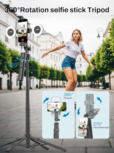 USKEYVISION Vlogging Kit for iPhone&Android,Content Creator Essentials,YouTube Starter Kit w/Wireless Microphone&Remote,68” Auto Face Tracking Tripod for iPhone w/Light for TikTok Video Recording - style: Vlogging Kit-A