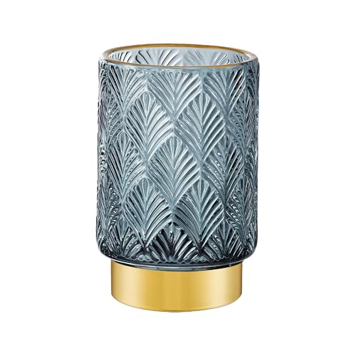 Makeup Brush Holder Organizer,Toothbrush Holders,Desk Pen Pencil Holder,Multifunctional Vintage Glass Brush Cup（A42-7-US） - color: Dark Green