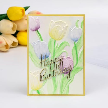 Briartw 3D Embossing Folder for Card Making Adding Textured Detail to Paper Crafting 6.3x4.5inch Clear Texture Plate Perfect for Heavyweight Cardstock (≥250gsm/92lb),Tulip Texture Template - color: Tulip