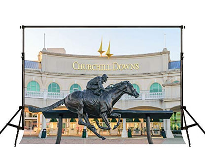Kate 10x10ft Statue Photography Background Kentucky Derby Horse Track Photo Backdrop Photo Booth Props - size: 10x10ft
