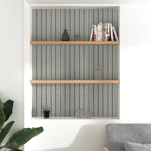 3D Acoustic Wood Wall Panels Light Grey Stick on Wood Panels for Walls 11.8"x196" Flexible Modern Wooden Slat Paneling Nature Wallpaper for Bedroom Living Room Cabinet Covers Liner Ceiling - size: 11.8"x196"