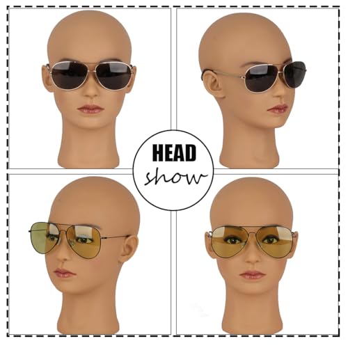 Hairway Female Professional Cosmetology Training Mannequin - Bald Mannequin Head for Wigs Making and Display - With Free T-Pins (Light Brown 21.5 Inch) - color: Female Bald Head 21.5“ Light Brown