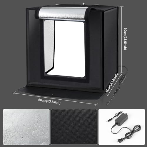 PULUZ Light Box 24x24in, Portable Photo Studio Light Box with 120 LED Lights ＆6 Color backdrops Professional Photography Lighting Tent Kit for Big Product Photography Lightbox - color: 23.6x23.6x23.6in