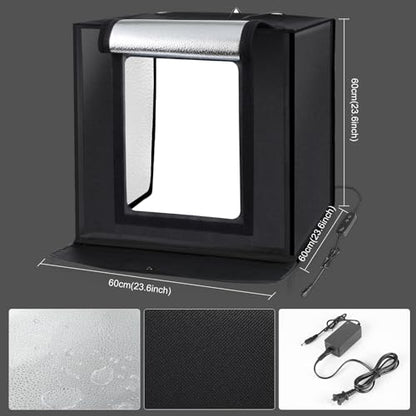 PULUZ Light Box 24x24in, Portable Photo Studio Light Box with 120 LED Lights ＆6 Color backdrops Professional Photography Lighting Tent Kit for Big Product Photography Lightbox - color: 23.6x23.6x23.6in