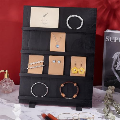 PH PandaHall 4-Tier Wooden Jewelry Tower Earring Display Stand Retail Jewelry Display Riser Removable Showcase with Slots Earring Display Card Holder for Selling Showing Exhibition Jewelry Storage - color: Black-4-Tier