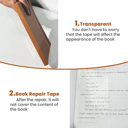YINTTIAN 3Inch x 16.5Ft Archival Safe Book Repair Tape. Acrylic Acid Free Strong Adhesive Clear Tape for Textbook Spine, Photo Album, Library Repair Supplies, Removable Book Binding Tape - size: 3 Inch x 16.5 Feet