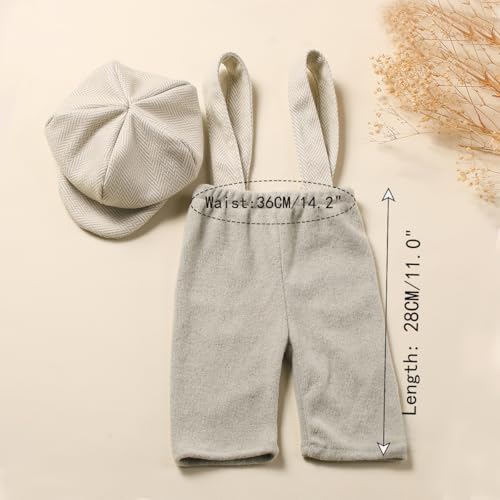Ylsteed Newborn Boy Photoshoot Outfits 2Pcs Newborn Photography Girl Baby Photography Props Baby Gentleman Suit Photography Outfits Boy Suspender Pants with Beret 9-12lbs/0-3 Months (Light Green) - color: Light Green
