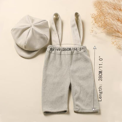 Ylsteed Newborn Boy Photoshoot Outfits 2Pcs Newborn Photography Girl Baby Photography Props Baby Gentleman Suit Photography Outfits Boy Suspender Pants with Beret 9-12lbs/0-3 Months (Light Green) - color: Light Green