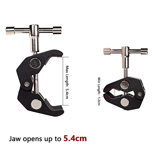 4Pack Super Clamp with 1/4 and 3/8 Thread for Photography,Camera Monitor, Plate Glass,LED Light, Umbrellas,Hooks, Shelves, Cross Bars,Photo Accessories