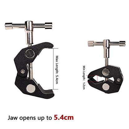 4Pack Super Clamp with 1/4 and 3/8 Thread for Photography,Camera Monitor, Plate Glass,LED Light, Umbrellas,Hooks, Shelves, Cross Bars,Photo Accessories