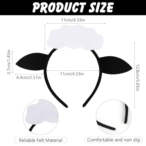 DIYASY 6 Pcs Sheep Ear Headbands, Plush Sheep Lamb Headband Farm Barnyard Animals Christmas Costume for Men Women Xmas Holiday Photo Props Party Decor