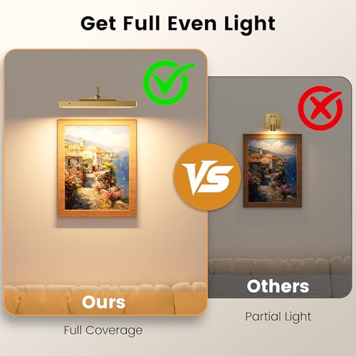 Picture Light Wall Sconce, 4400mAh Rechargeable Wireless Battery Lighting, 12'' Dimmable LED with Remote 3CCT for Wall Art Gallery Display (Antque Gold) - color: Antique Gold, size: 12IN-1pack