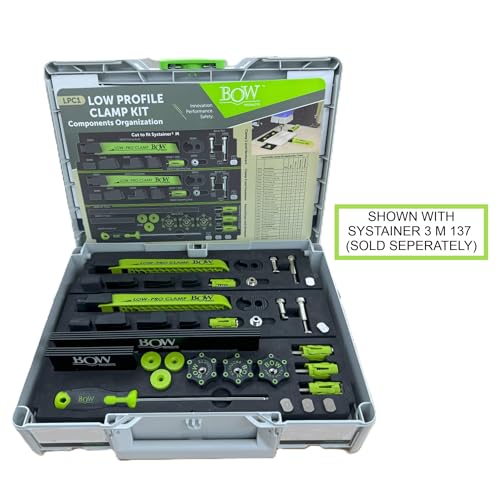 BOW Products Low Profile Clamping Kit - For Use on CNC Machines, MFT Tables, Dog Tables, T-Track Tables and Work Benches - Includes Hold Down Clamps, Fences, Interchangeable Tips and Hardware