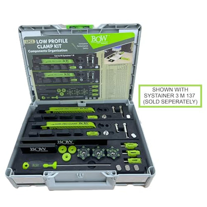 BOW Products Low Profile Clamping Kit - For Use on CNC Machines, MFT Tables, Dog Tables, T-Track Tables and Work Benches - Includes Hold Down Clamps, Fences, Interchangeable Tips and Hardware