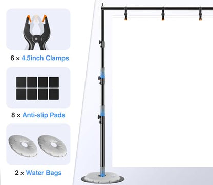EMART Backdrop Stand Heavy Duty 10×10ft Adjustable Pipe and Drape Photo Booth Kit with Clamps, Water Bags, Anti-Slip Pads, Carry Bag for Photography, Wedding, Party Decorations