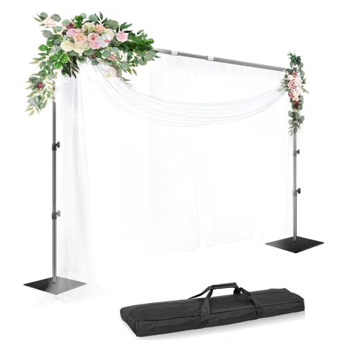 EMART Backdrop Stand, 8.5ft Height 10ft Width Adjustable Photography Background Support Poles with Heavy Duty Flat Base, Photo Metal Steel Pipe and Drape Frame Kit for Parties Birthday Wedding - Black - color: Black, size: 8.5x10ft