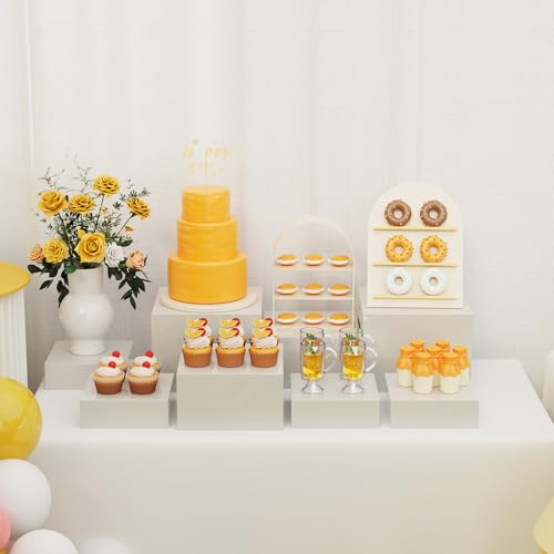 Metal Display Stands for Buffet Table - Black & White Cake Risers, Cupcake Stand for Wedding, Party, Catering Supplies, Elegant Food Risers for Display - color: White