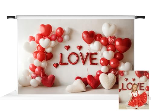 Kate Valentine's Day Love Heart Backdrop for Photography Balloons Arch Decoration Background Photo Studio Props 10x6.5ft - size: 10x6.5ft