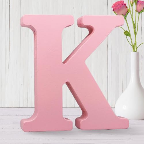 AOCEAN 6 Inch Pink Wood Letters Unfinished Wooden Letters for Wall MAGA Decorative Standing Letters Slices Sign Board for Crafts Christmas Decoration Home Party Projects (K) - style: K