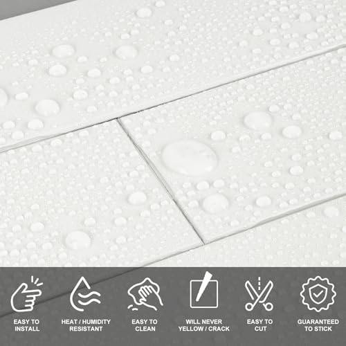24-Pieces Peel and Stick Tiles for Kitchen Backsplash, New Upgrade Design 12" x 3"SPC Subway Backsplash Tiles, Cream White Premium Finger Tiles (Beige). - color: Beige, size: 10 Sheet