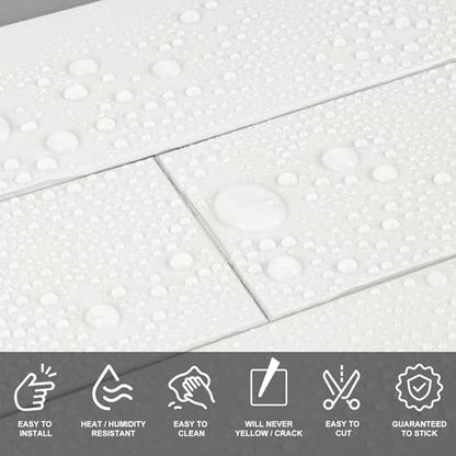24-Pieces Peel and Stick Tiles for Kitchen Backsplash, New Upgrade Design 12" x 3"SPC Subway Backsplash Tiles, Cream White Premium Finger Tiles (Beige). - color: Beige, size: 10 Sheet