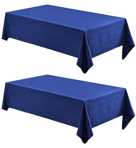 Veblandy 2 Pack Rectangle Tablecloth, 52x70 inch, Water Resistant Wrinkle Free Linen Textured Table Cloth Washable, Decorative Fabric Table Cover for Dining, Party and Camping, Royal Blue - color: Royal Blue, size: 52" x 70" (Rectangular)