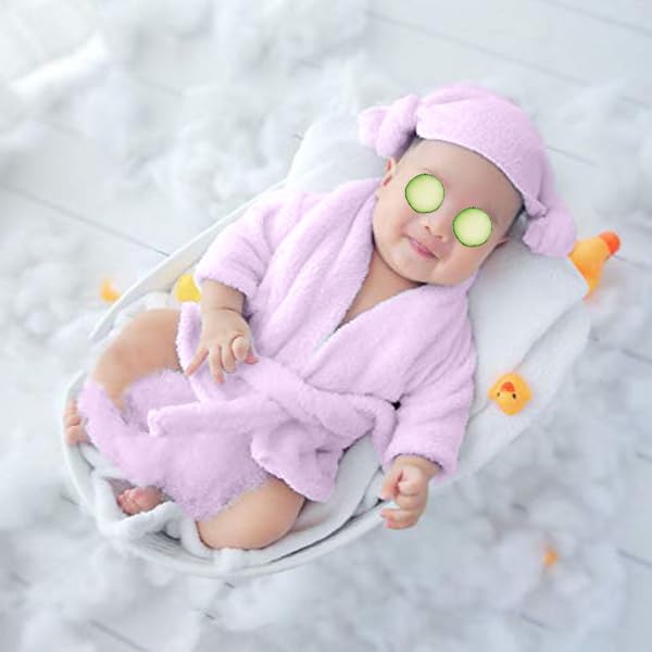 Newborn Photography Props Baby Girl 5 PCS Bathrobes Bath Towel Outfit with Slippers Cucumber Photo Props for Infant Boys Girls(0-6 Months) - size: Small