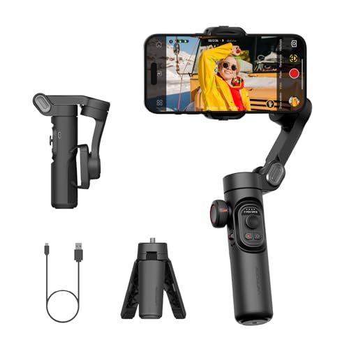 AOCHUAN Gimbal Stabilizer for iPhone Gimbal, Smartphone w/Focus Wheel Face/Object Tracking for iPhone 17 16 15 Pro Max/Android Foldable 3-Axis Handheld Phone Stabilizer for Video Recording -Smart XE - style: Smart XE