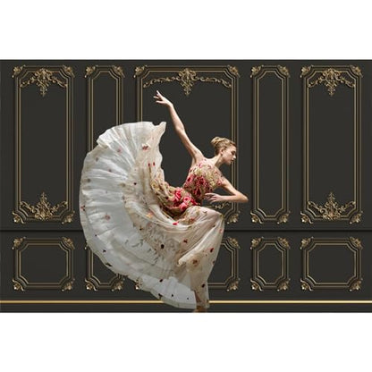 5x3ft Ancient Palace Wall Backdrops for Photography Black Gold Retro Wall Texture Old Castle Living Room Photography Background Baby Shower Graduation Wedding Birthday Photo Prop - color: black, size: 5x3ft