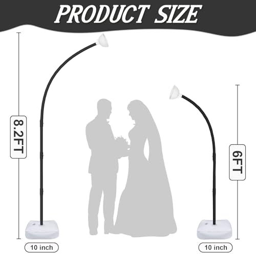 AerWo [Upgraded] Balloon Arch Kit Stand, 8.2ft+6ft Half Arch Balloon Stand with Base, Free Bending Top Balloon Arch Frame Curve for Floor, Perfect Birthday Wedding Christmas Decorations - style: Black Balloon Arch Stand