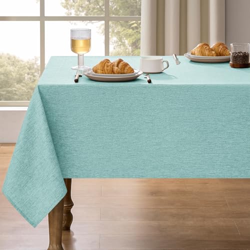 Decorelia Waterproof Reusable Small Table Cloths for Dining Table, Outdoor Washable Cloth Tablecloths for Rectangle Tables for Holiday, Wedding, Dining,Picnic(Oblong, 52 X 70 Inch (4-6 Seats), Aqua) - color: Aqua, size: 70" x 52" (Rectangular)