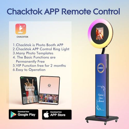 HARZHI Portable Photo Booth Compatible with iPad, Photo Booth Stand Shell, Perfect for Weddings and Parties, Free ChackTok Membership, Free Custom Logo, with Flight Case (Black, Photobooth-Pro) - color: Black