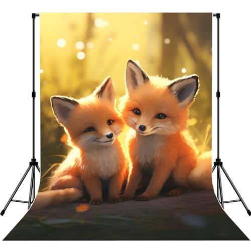 Cute Foxes Backdrop Background for Photography 5x7ft Photobooth Professional Photo Backdrop Curtains Video Photography Studio Photo Backgrounds Banner Booth Background Screen Parties - color: Cute Foxes