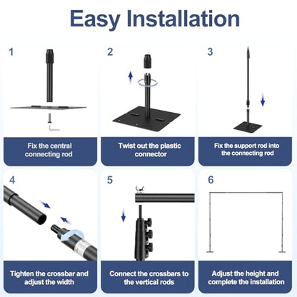 EMART Backdrop Stand,10x8.5ft(WxH) Adjustable Photo Background Stand with Upgrade Rod,Heavy Duty Flat Base,Metal Pipe and Drape Frame for Wedding,Birthday Party,Decorations,Photography Studio - size: 10x8.5ft