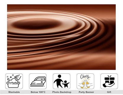 5x4ft Swirling Melted Chocolate Backdrop Smooth Rich Brown Liquid with Glossy Texture Photography Background for Dessert Baking Themed Party Decorations Banner Photo Booth Props - size: 5x4ft