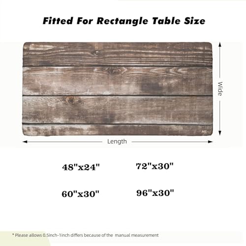 Old Wooden Texture Background Rectangle Vinyl Tablecloth, Fitted Table Cover, 100% Waterproof, Elastic Edge, for Picnic, Camping, Outdoor, for 48x24 Inch Rectangular Table, Style 83 - color: Wood Texture -1, size: 48" x 24" (Rectangular)