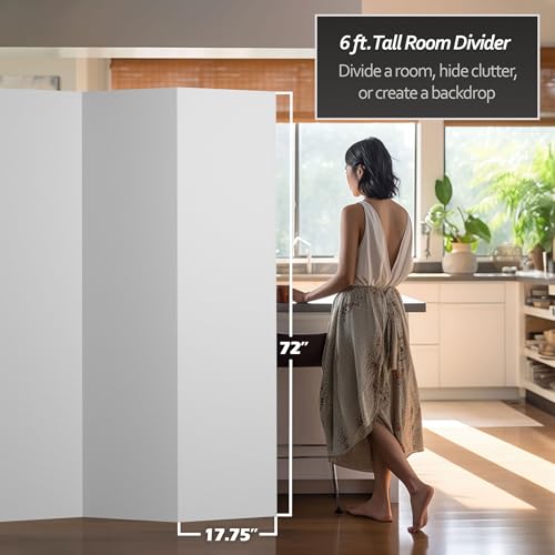 6 ft. Tall White Temporary Cardboard Folding Screen - 3 Panel - size: 6 ft Tall - 3 Panel
