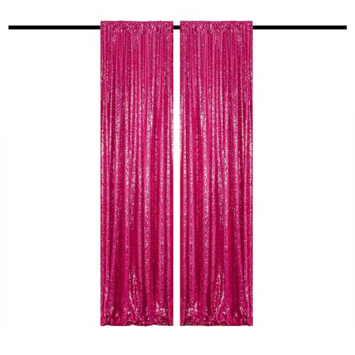 Hot Pink Sequin Backdrop Curtain 2FTx8FT 2 Panels Fuchsia Sequin for Parties Glitter Hot Pink Backdrop Curtain for Wedding Baby Shower Photo - color: Hot Pink, size: 2FTx8FT-2PCS