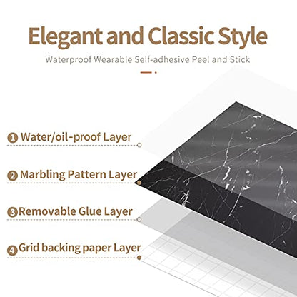 practicalWs 11.8"×78.7" Black Marble Contact Paper Matte Peel and Stick Kitchen Countertops Paper Black and White Self Adhesive Removable Waterproof Wallpaper for Cabinet Covers - color: Black/White, size: 11.8" x 78.7"