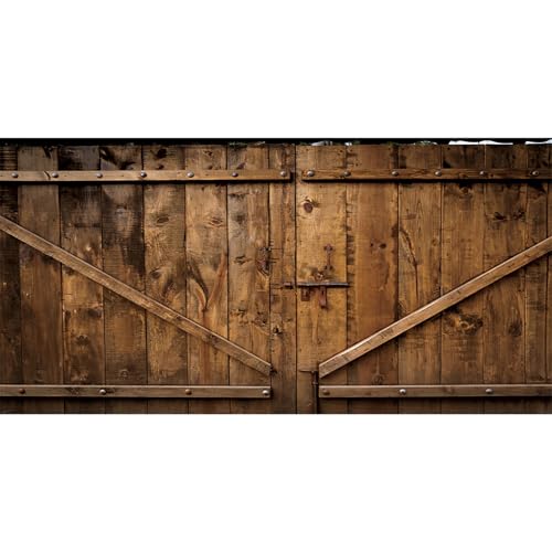 20x10ft Shabby Brown Barn Door Backdrop Autumn Farm Door Wooden House Planks Harvest Photography Background Thanksgiving Day Festival Christmas Decor Birthday Baby Shower Video Studio Prop - color: brown, size: 20x10ft
